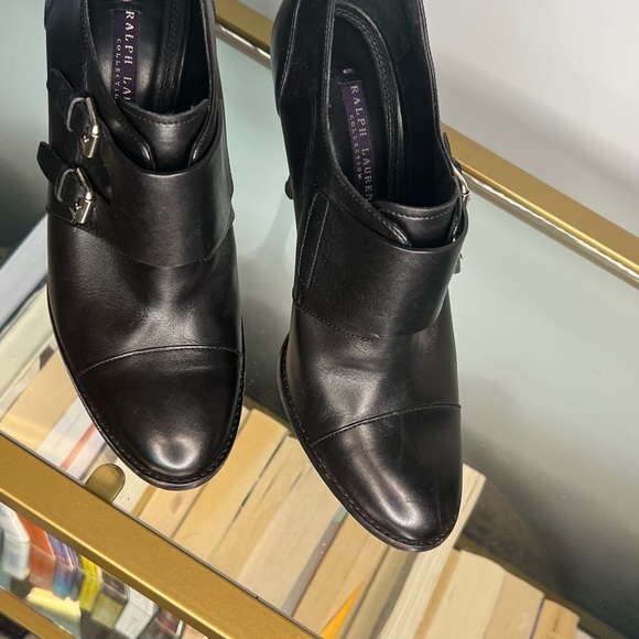 LN Ralph Lauren Black Label Collection Black Ankle Boot Stilettos with Buckles - Picture 5 of 15